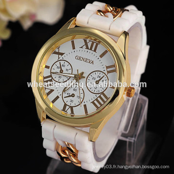 2015 nouveau design 3 cadran décoration candy colory geneva silicone montre